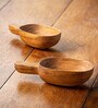 Small Brown Teak Wood (Set of 2) Scooper
