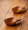 Small Brown Teak Wood (Set of 2) Scooper