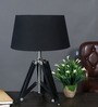 Small Black Tripod Table Lamp With Black Lampshade