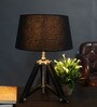 Small Black Tripod Table Lamp With Black Lampshade