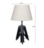 Small Black Tripod Table Lamp With Tapered Beige Lampshade