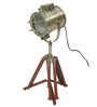 Small Brass Tripod Brass Metal Shade Table Lamp With Brown Base