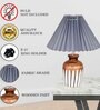 Bedside Lamp with Linen Beige Lampshade, Light Brown Wooden Base, E27, Ribbed Urn, Pleated Grey