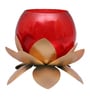 Small Glass Lotus Red Set of 2