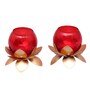 Small Glass Lotus Red Set of 2