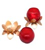 Small Glass Lotus Red Set of 2