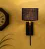 Small Round Drum Shade Wall Lamp (7 Inch)   Elegant Metal Body-Black Jute