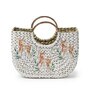 Small Tote Bag | Straw Basket Bags | Beach Bags for Women | Half Moon Bag | White Handbag (Design 01)