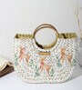 Small Tote Bag | Straw Basket Bags | Beach Bags for Women | Half Moon Bag | White Handbag (Design 01)