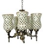 Small Traditional Chandelier | Antique Brass with Hand-Made Golden Mosaic Glass