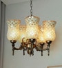 Small Traditional Chandelier | Antique Brass with Hand-Made Golden Mosaic Glass