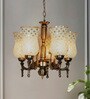 Small Traditional Chandelier | Antique Brass with Hand-Made Golden Mosaic Glass