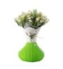 Small White Flower Bunch with Green Vase