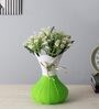 Small White Flower Bunch with Green Vase