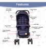 Smart & Safe Premium Baby Stroller Cum Pram In Dark Blue Colour