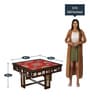 Smart Teak Wood Nesting Coffee Table Set in Walnut Finish with 4 stools