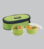 Smart Lock  Airtight Tiffin Box With Insulated Bag Melamine Green Set Of 2