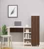 Smart Multipurpose Hutch Desk with storage in Asian Walnut & Highland Pine Finish