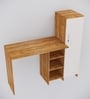 Smart Multipurpose Hutch Desk with storage in Highland Pine & Plateau Apple Finish