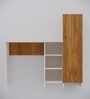 Smart Multipurpose Hutch Desk with storage in Plateau Apple & Highland Pine Finish