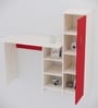 Smart Multipurpose Hutch Desk with storage in Scarlet Red & Highland Pine Finish