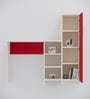 Smart Multipurpose Hutch Desk with storage in Scarlet Red & Highland Pine Finish