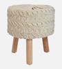 Smocking Fabric Seating Stool in Cream Colour