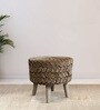 Smocking Fabric Seating Stool in Dark Brown Colour