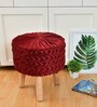 Smocking Seating Stool in Maroon Colour