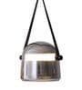 Smoke Gray Glass Pendant Light with Leather Strap