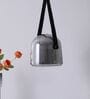 Smoke Gray Glass Pendant Light with Leather Strap