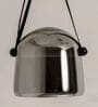 Smoke Gray Glass Pendant Light with Leather Strap