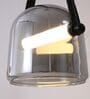Smoke Gray Glass Pendant Light with Leather Strap