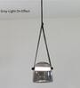 Smoke Gray Glass Pendant Light with Leather Strap