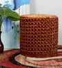 Smoking Velvet Pouffe In Copper Colour