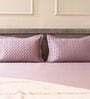 Smoky Lilac 100% Cotton 300TC Solid Superking Bedsheet with 2 Pillow Covers (Quilted)