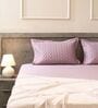 Smoky Lilac 100% Cotton 300TC Solid Superking Bedsheet with 2 Pillow Covers (Quilted)