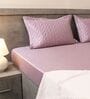 Smoky Lilac 100% Cotton 300TC Solid Superking Bedsheet with 2 Pillow Covers (Quilted)