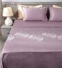 Smoky Lilac 300TC 100% Cotton Solid Flat Embroidered Super King Bedsheet With 2 Pillow Covers