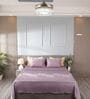 Smoky Lilac 300TC 100% Cotton Solid Flat Embroidered Super King Bedsheet With 2 Pillow Covers