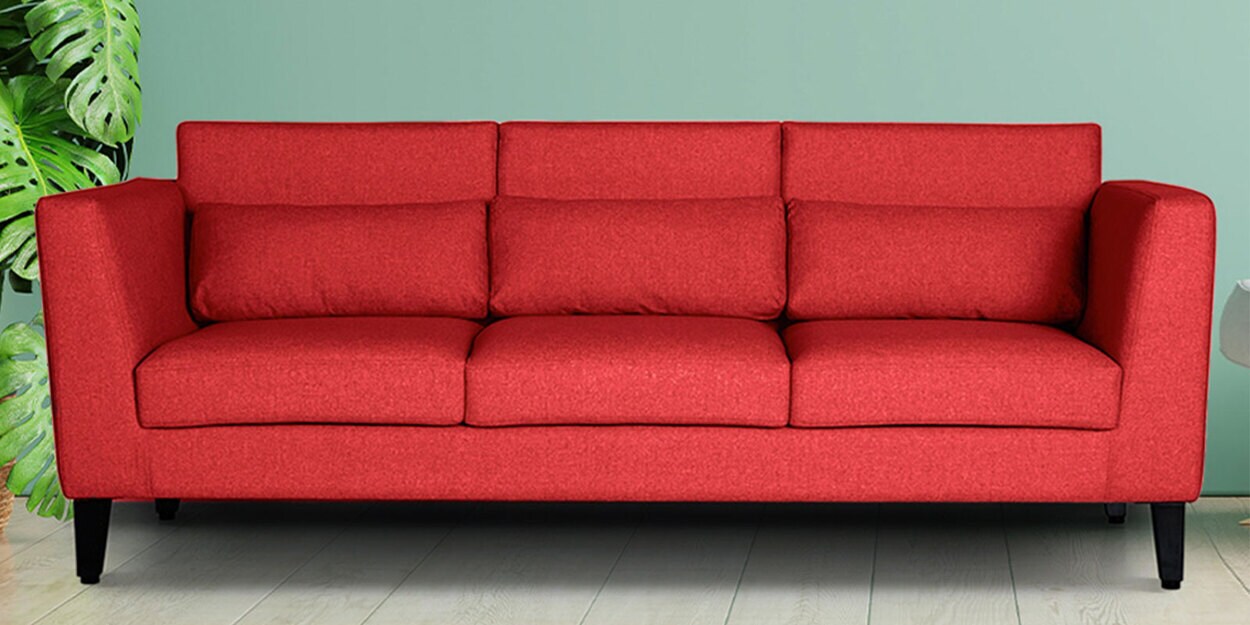 Buy Snoozepro Fabric 3 Seater Sofa in Omega Red Colour by Wakefit