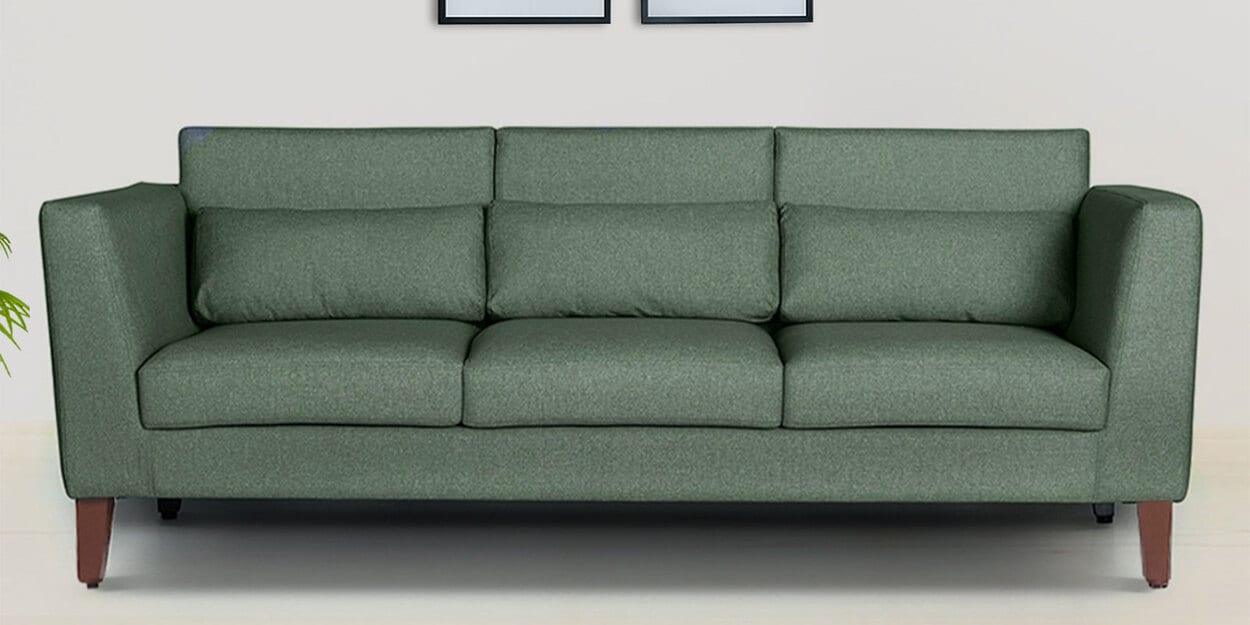 Buy Snoozepro Fabric 3 Seater Sofa In Omega Green Colour By Wakefit ...