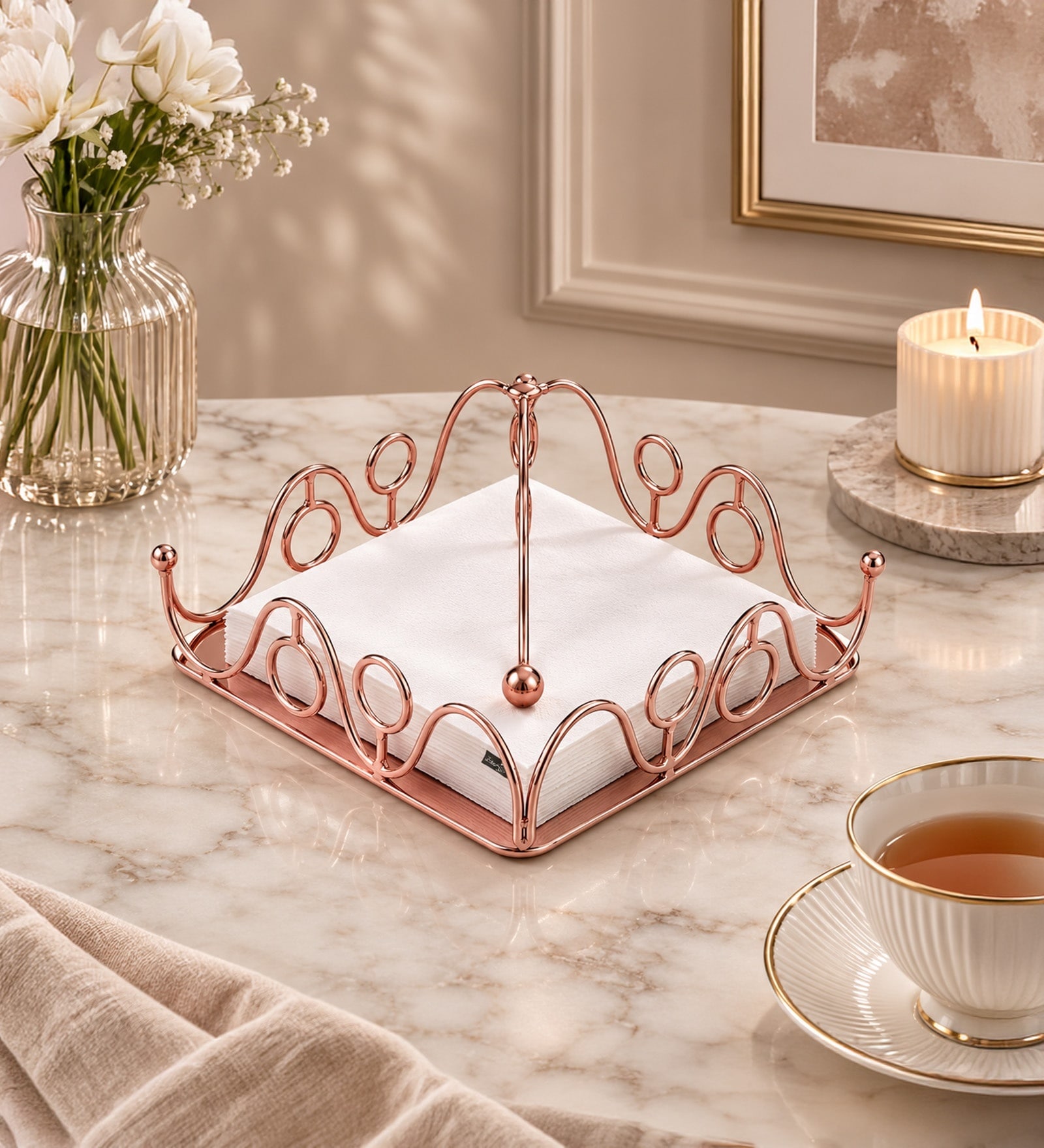 Rose Gold Snake Tissue Holder