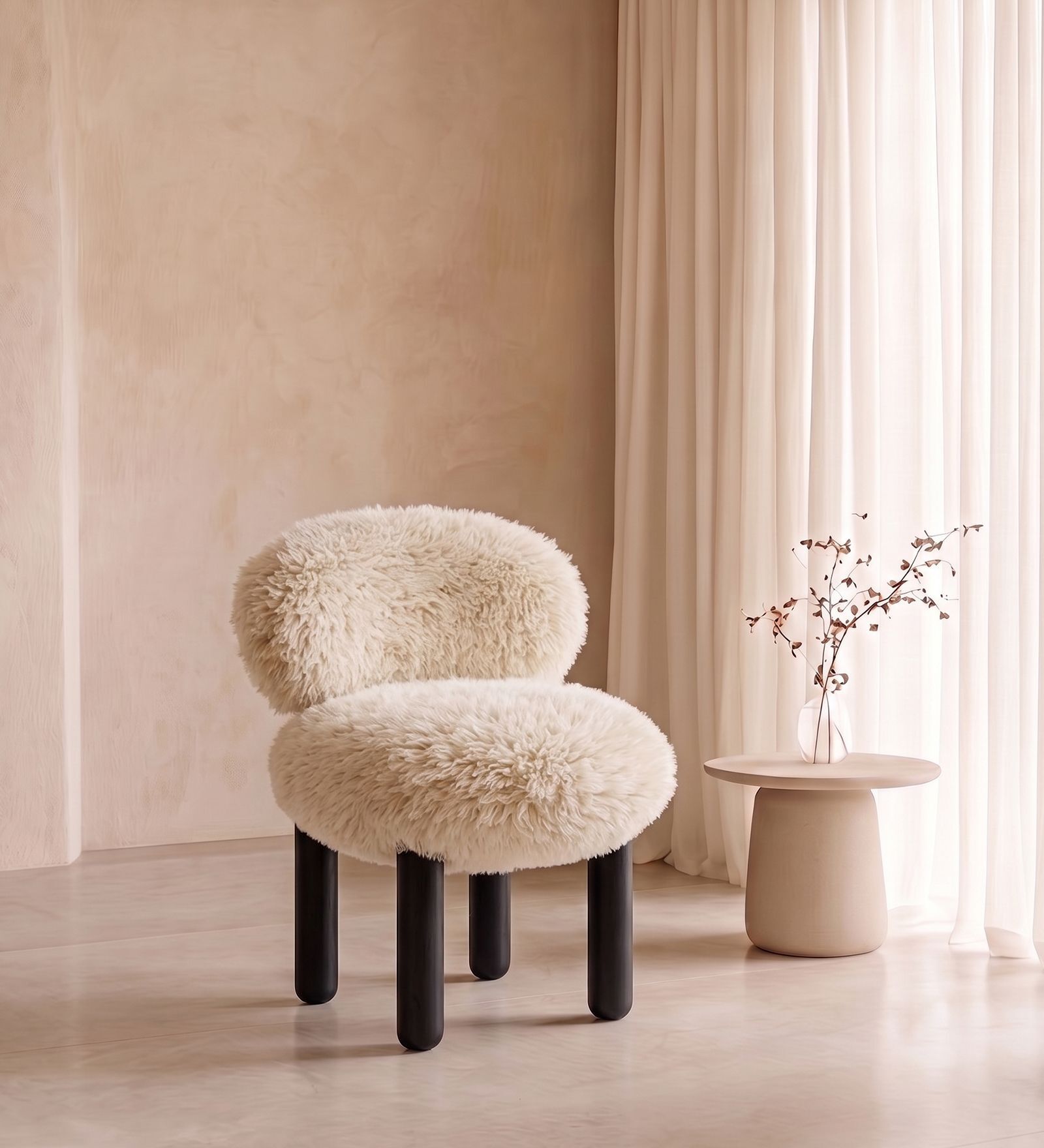 Sneuglo Plush Lounge Chair In Cream Colour