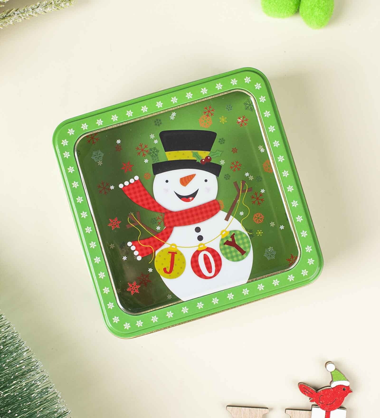 Snowman Print Cookie Gift Tin Box