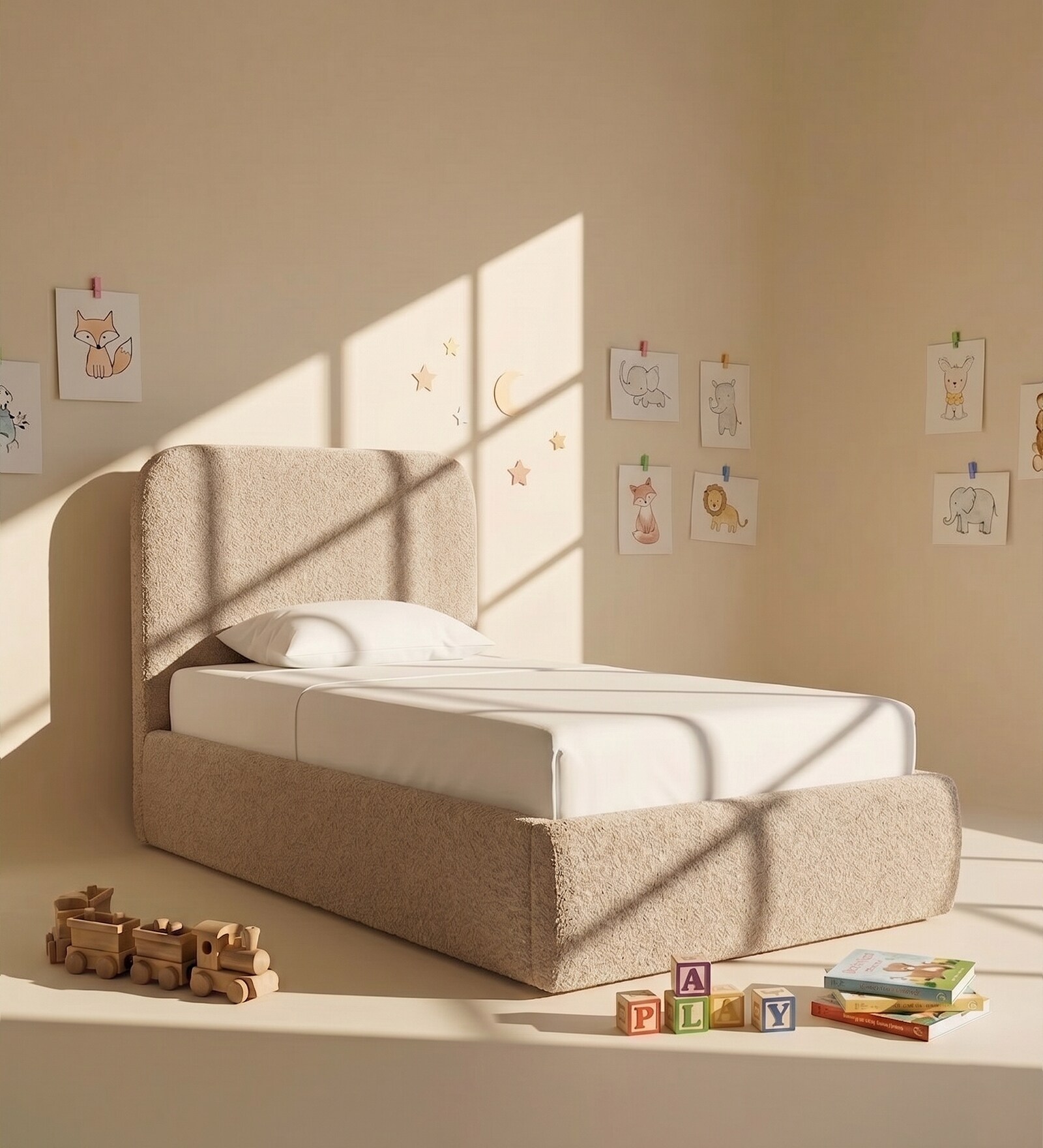 Snuggle Kids Toddler Bed In Beige Colour