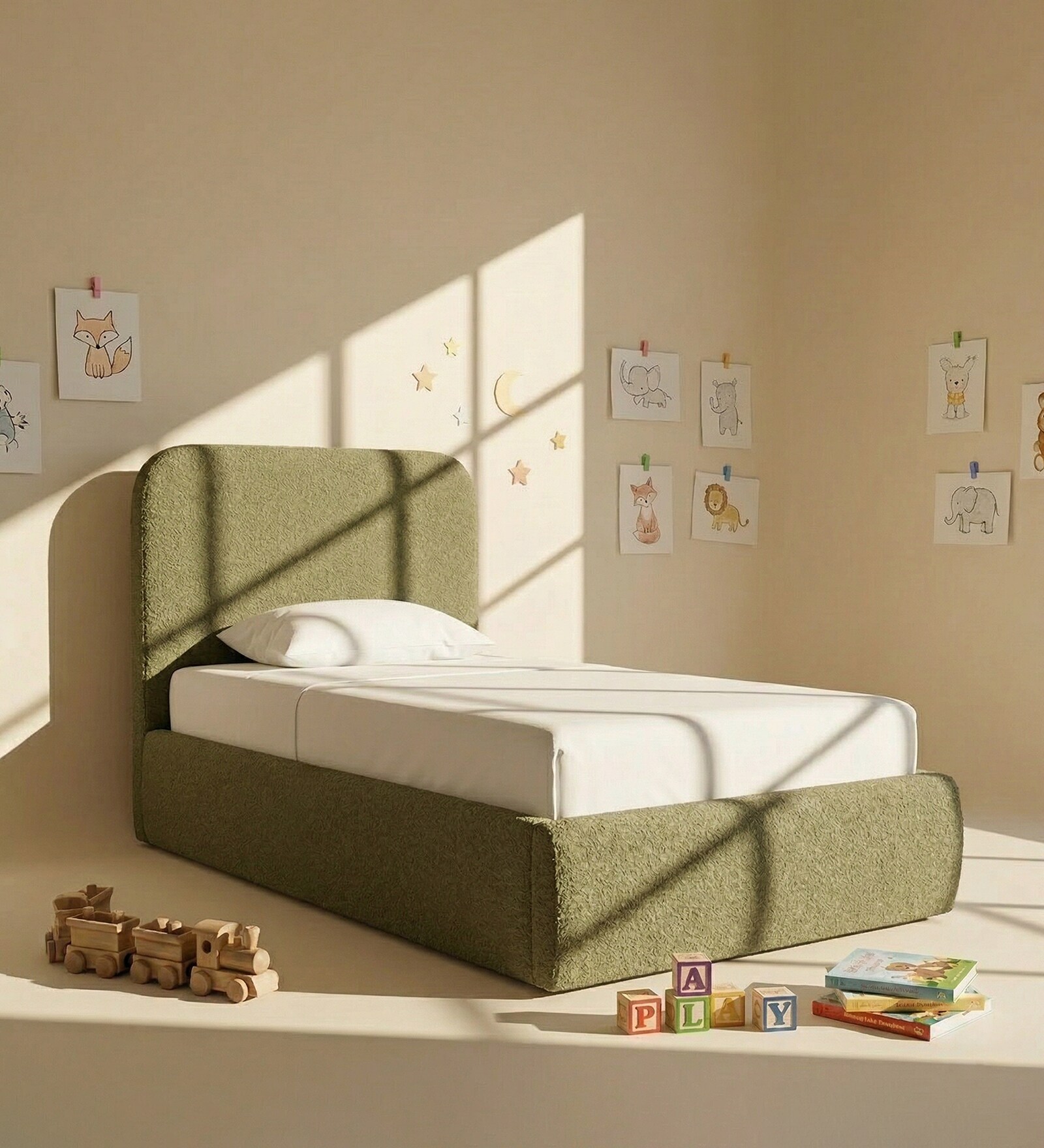 Snuggle Kids Twin Bed In Olive Colour