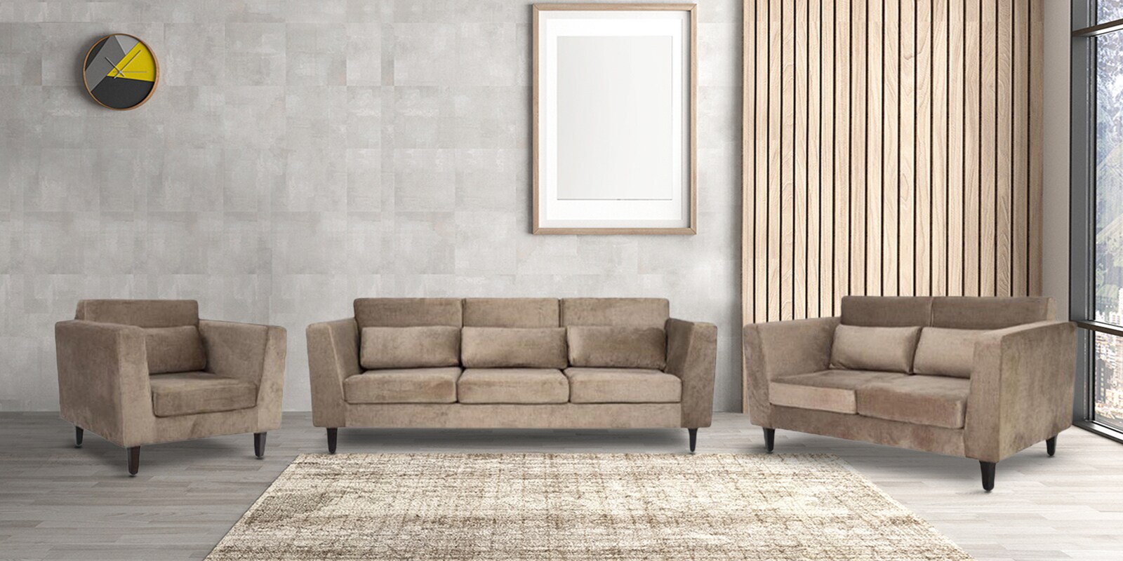 Snooze Fabric Sofa Set In Mocha Brown Colour With 3+2+1 Combination