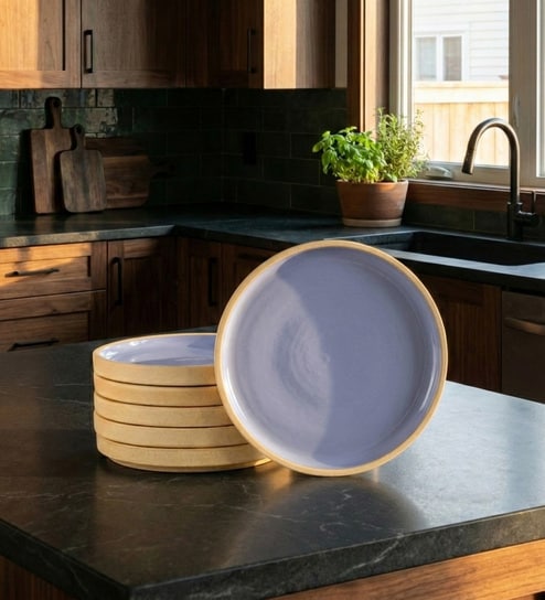 Lavendar And Cream Snack Plates Set of 6