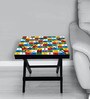 Snakes & Ladder Print Folding End Table in Multi Colour